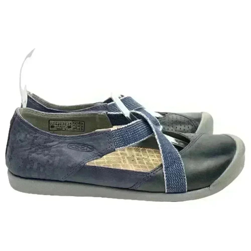 Keen Lower East Side Flats 37.5 7 Navy Blue Leather Mary Janes Outdoors Gorpcore
